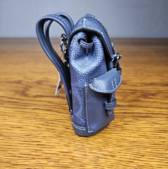 Coach Mini Warner Backpack Bag Charm In Signature Canvas - Picture 5 of 8